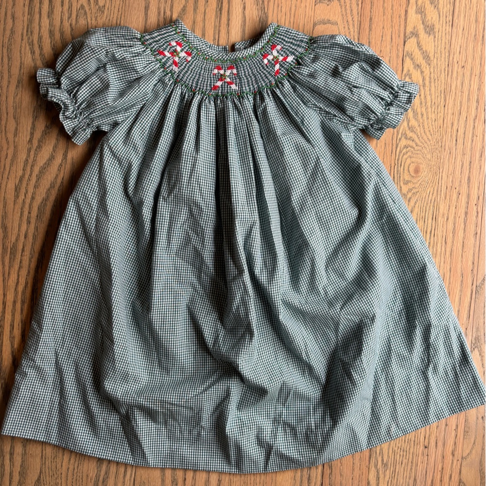 Smocked Candycane Christmas toddler dress 24m/2t